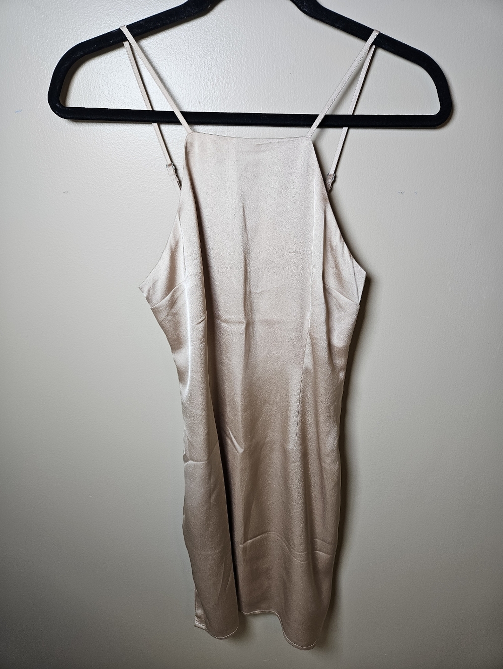 Abercrombie & Fitch Gold Beige Satin Mini Lined Slip Dress XSmall Sexy Delicate